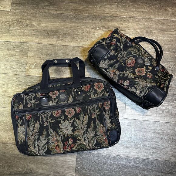 Adolfo Vintage Shoulder Bag And Carryon Tapestry Bag Set RARE - Picture 1 of 16